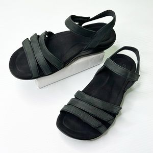 ABEO Breezy Black Leather Adjustable Sandals (6.5)